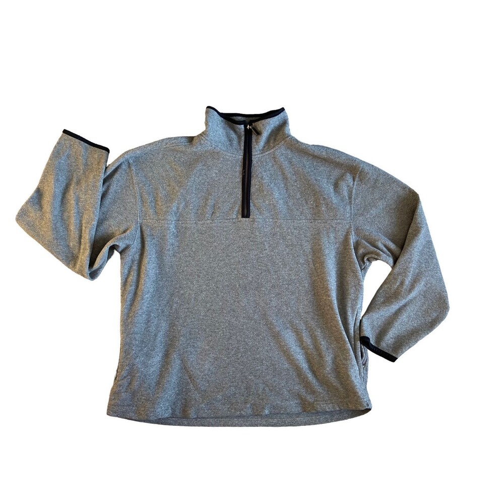 Mens Quarter Zip Fleece Pullover Size L Gray Softcore Outdoor Hiking Casual Warm